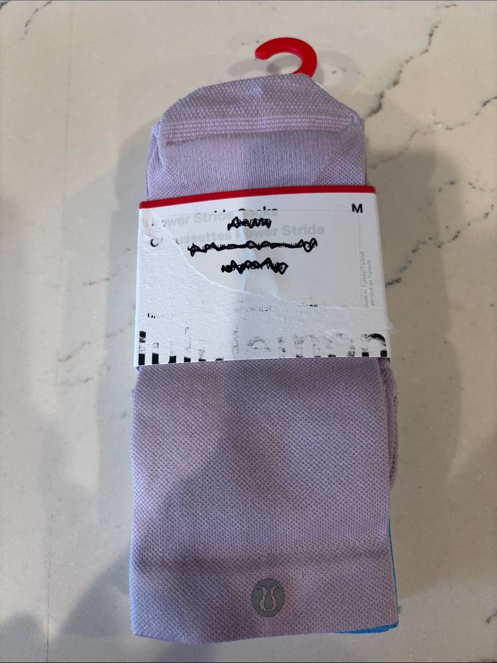lululemon 3-pack Power Stride Crew Socks in Lilac, Ocean Wave & White Medium NWT